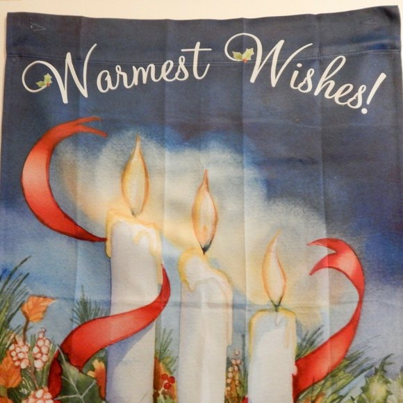 Kathleen McKenna Warmest Wishes Candles Holiday Christmas Garden Yard Flag 28x39 - Picture 2 of 8